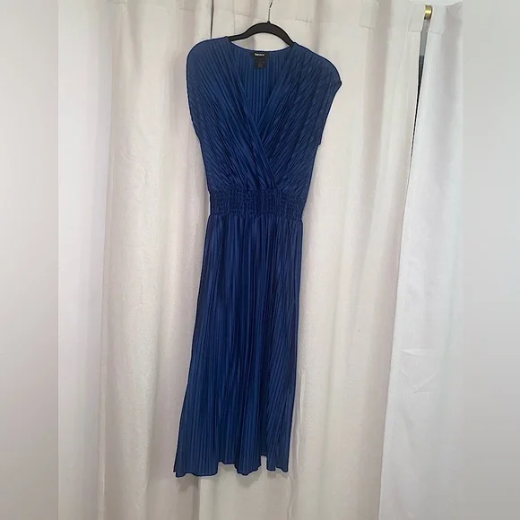 dkny blue midi dress Plus Size Sleeveless V Neck Midi Dress